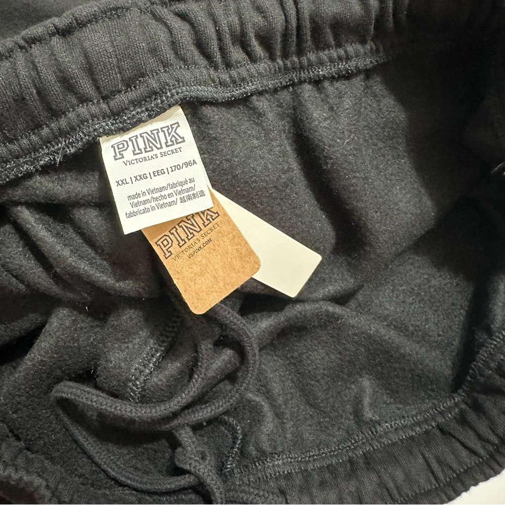 NWT PINK Victoria's Secret Track Pants with Side Rhinestones Fleece Sweatpants - Picture 4 of 7